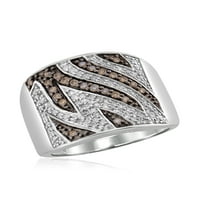 JewelersClub 0. Sterling ezüst 0. Karát pezsgő és fehér gyémánt gyűrű nők számára