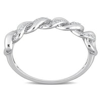 Carat T.W. Gyémánt sterling ezüst ovális link gyűrű
