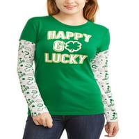 Juniors 'Boldog Go Lucky Graphic hosszú ujjú 2fer póló