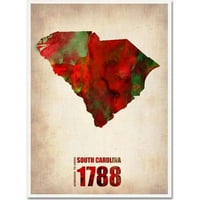 Védjegy Képzőművészet Dél -Karolina akvarell térkép vászon művészet, Naxart