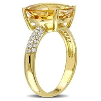 3- Carat T.G.W. Citrin és Carat T.W. Gyémánt 14KT sárga arany koktélgyűrű