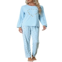Egyedi olcsó nők Sleepwear Lounge aranyos nyomtatás nadrággal hosszú ujjú pizsamák szett