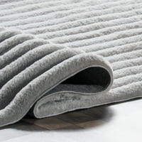 Nuloom Kai Stripe Fau nyúlmosó mosható terület szőnyeg, 3 '9 6', ezüst