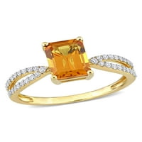 1- Carat T.G.W. Madeira Citrine és Carat T.W. Gyémánt 14KT sárga arany osztott szárú eljegyzési gyűrű