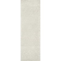 Nuloom natti kortárs rácsos gyapjúfutó szőnyeg, 2 '6', elefántcsont