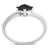 Carat T.W. Párnás vágott fekete és kerek vágott fehér gyémánt 10 kt fehér arany bypass eljegyzési gyűrű