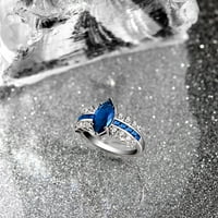 Marquise-vágott eljegyzési gyűrű a LABE-vel létrehozta a Blue Sapphire-Size 6-at