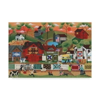 Védjegy Képzőművészet „Naplemente az Old Country Village” vászon művészete: Cheryl Bartley