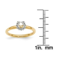 Diamond sterling ezüst sárga bevonatú patkógyűrű