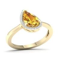 Imperial drágakő 10K sárga arany körte vágás citrin ct tw gyémánt halo női gyűrű