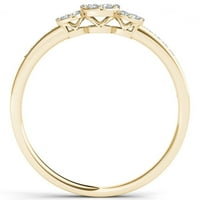 Carat T.W. Gyémánt háromköves klaszter 10KT sárga arany eljegyzési gyűrű