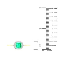 Imperial Gemstone 10K sárga arany nyolcszögletű vágott laboratórium létrehozott smaragd ct tw gyémánt halo női gyűrű