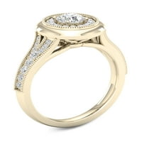 3 4ct TDW gyémánt 14K sárga arany halo eljegyzési gyűrű