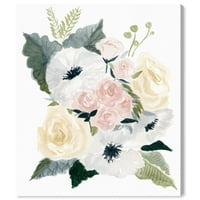 Wynwood Studio virág- és botanikus fali art vászon nyomatok 'Pasztell virágos virágok - Fehér, rózsaszín