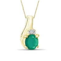 JewelersClub Ezüst nyaklánc nők számára - Szilárd nyaklánc nőknek 14K aranyozott ezüst - Smaragd nyaklánc középpont, fehér gyémánt