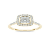 Carat T.W. Diamond 10KT sárga aranypárna alakú eljegyzési gyűrű
