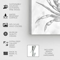 Wynwood Studio Sautical and Coastal Wall Art vászon nyomatok „Rák az ezüst” tengeri életben - szürke, fehér