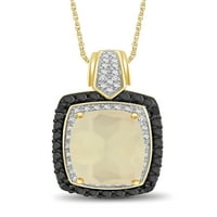 JewelersClub 6. Carat T.G.W. Holdkő és fekete -fehér gyémánt 14K arany ezüst medál felett, 18