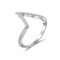 JewelersClub sterling ezüst akcentus fehér gyémánt háromszög alakú nyitott gyűrű nők számára