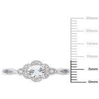 Miabella Carat T.G.W. Létrehozta a fehér zafírot és a carat t.w. Gyémánt sterling ezüst virággyűrű