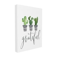 A Stupell Lakberendezési gyűjtemény hálás tipográfia akvarell Kaktuszok és csíkos edények XXL feszített vászon Wall Art, 1. 40