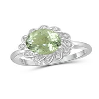 JewelersClub zöld ametiszt gyűrűs születési kövek ékszerek - 2. Karátzöld ametiszt 0. Ezüst gyűrűs ékszerek fehér gyémánt akcentussal