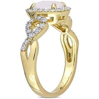 Carat T.G.W. Opal és Carat T.W. Gyémánt 10KT sárga arany halo gyűrű