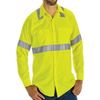 Piros Kap férfi Hosszú ujjú Hi-Visibility Ripstop Work Shirt Class Level 2