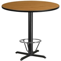 Flash bútorok 42 kerek Dió laminált asztallap 33 33 Bar magasság asztal alap és láb gyűrű