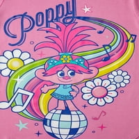 Trolls Girls Poppy magas-alacsony grafikus pólók, 2-Pack, Méret 4-16