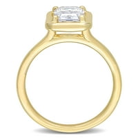 Miabella női 1- Carat T.G.W. Octagon-vágott Moissanite 10KT sárga arany pasziánsz menyasszonyi gyűrű