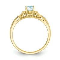 Primal Gold Karat sárga arany akvamarin és gyémánt gyűrű