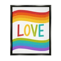 Stupell Industries Rainbow Love Pride Stripes ünnepi festmény fekete úszó keretes művészeti nyomtatási fal művészet