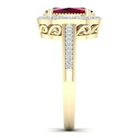 Imperial drágakő 10K sárga arany ovális vágott Rubin CT tw gyémánt Halo női gyűrű