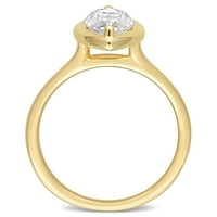 Miabella női 1- Carat T.G.W. Marquise-Cut létrehozott Moissanite 10KT sárga arany pasziánsz menyasszonyi gyűrű